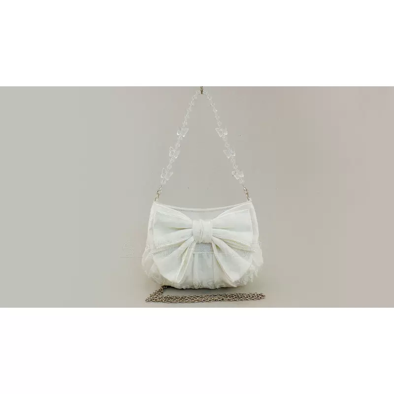 【现货】复古国风暗纹玫瑰缎面大蝴蝶结重工镶边气质女包QX21048