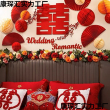 床头仿真花藤条结婚花高档玫瑰花吊顶空调管道花藤条遮挡婚房装饰