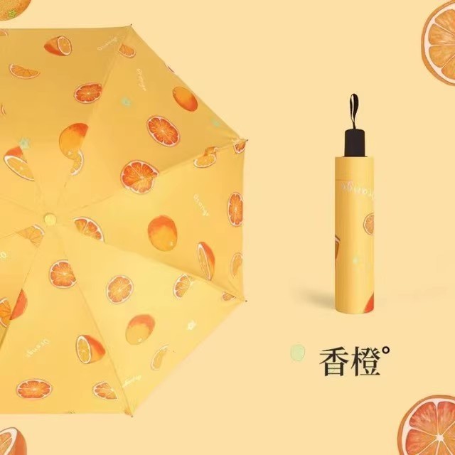 三折り畳み晴れ傘夏小清新子供果物傘創意学生日除け傘手動卸売黒ゴム傘|undefined