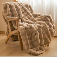 定制抽条绒毛毯兔毛泡泡沙发盖毯休闲毯子人造皮草加厚空调抗静电