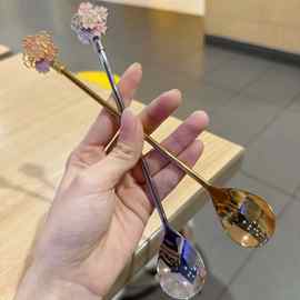 不锈钢加长柄搅拌勺|日式精致甜品勺|轻奢高颜值勺子ins高颜值