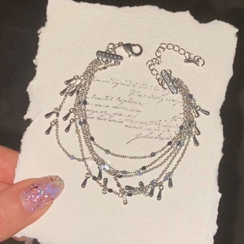 "Mermaid Tears" Korean Multi-layer Water Drops Tassel Bracelet Cool Sense Niche Exquisite Design Sense High-value Handpiece