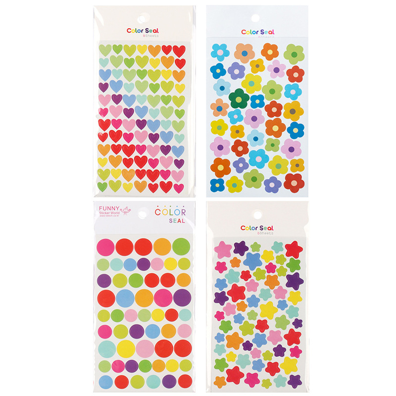 Sello de color Arco Iris corazón esquina pegatinas 6 unidades en álbum de bricolaje diario decorativo pegatinas accesorios pegatinas