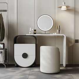 梳妆台小型侘寂风黑白色小户型卧室化妆桌现代极简收纳储物床尾柜