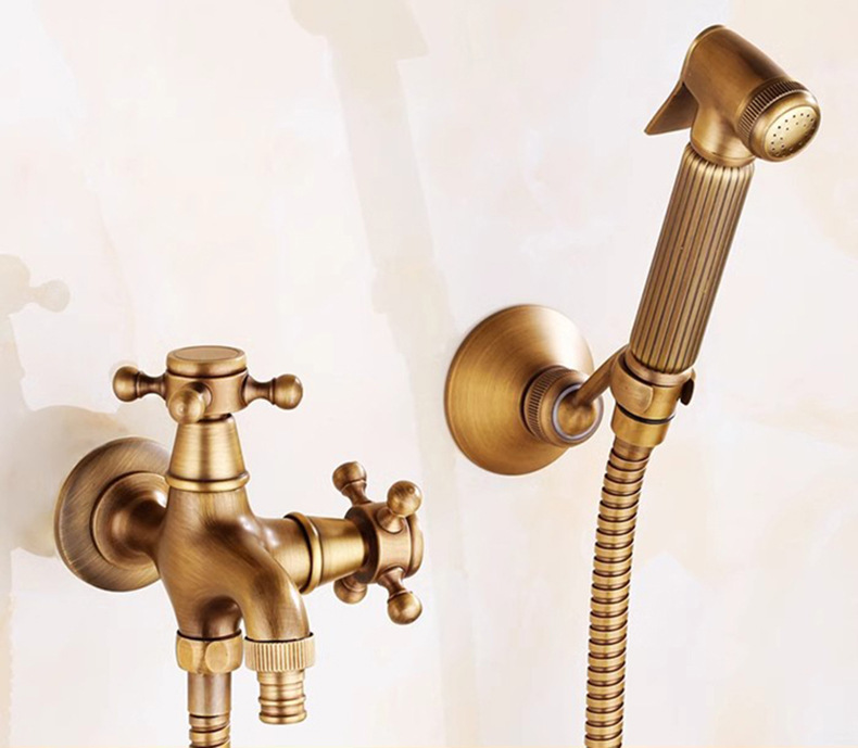 Cross-border all-copper antique feminine washbasin set, toilet companion, spray gun set, antique shower head hanging stand and bracket undefined