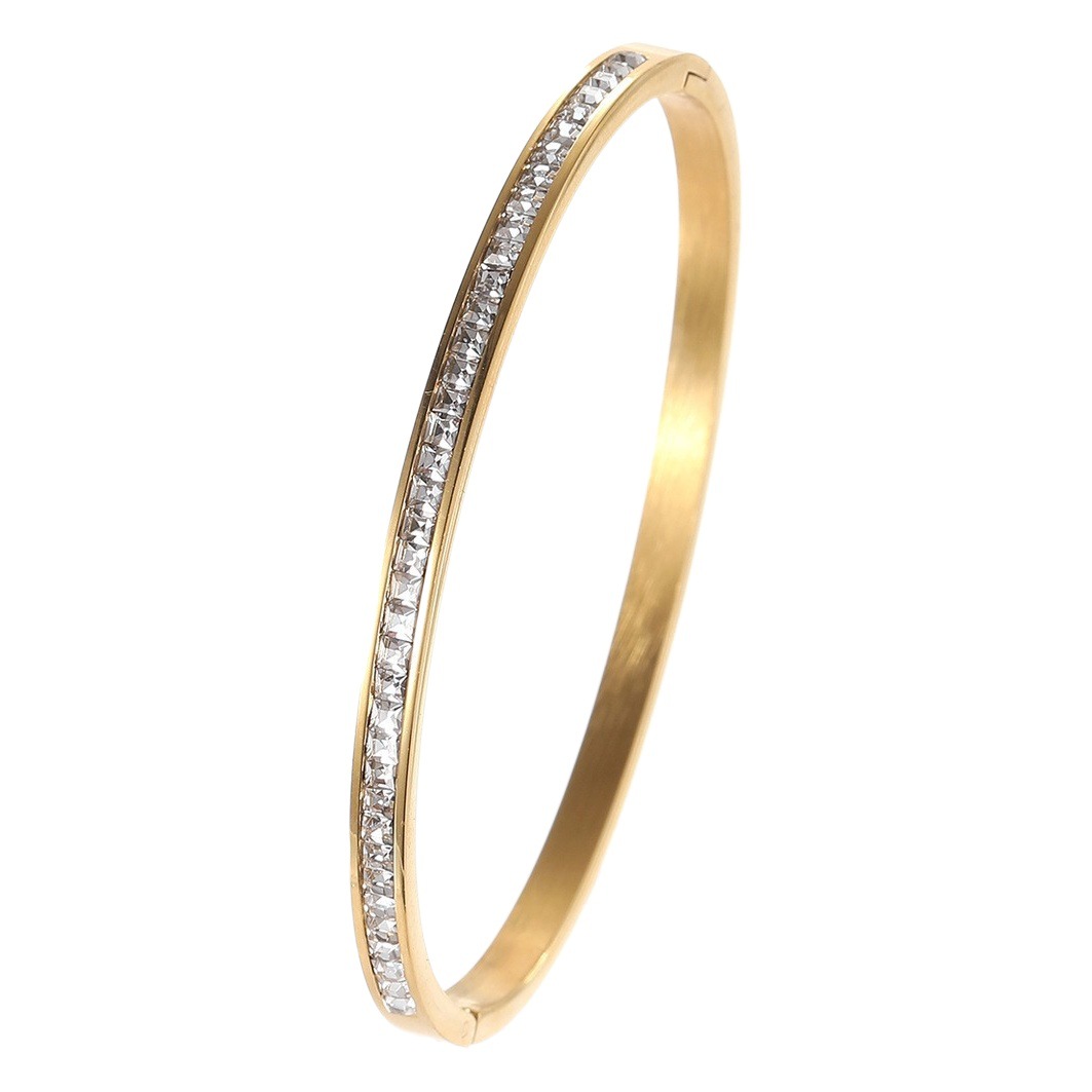 Pulsera de acero de titanio para niñas nicho de sentido de alto grado cielo estrellado no se desvanece Diamante-incrustado exquisito diamante ins estilo completo pulsera de diamantes image 1