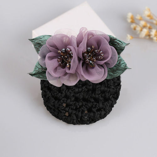 Flower-headed girl Korean version bank hotel professional flower hair net nurse coiled hair net bag back of head hair band headband hair accessories