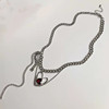 Advanced red zirconium, chain, fashionable necklace, accessory, European style, high-quality style