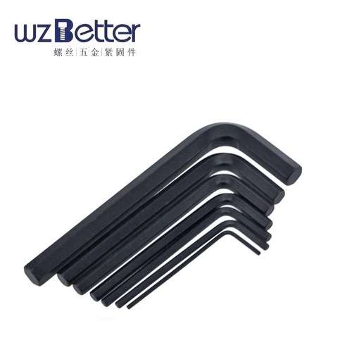 Black hexagonal wrench, standard hexagonal wrench, L-shaped flat head, hexagonal, 6-edge, 7-shaped M1.5-M8