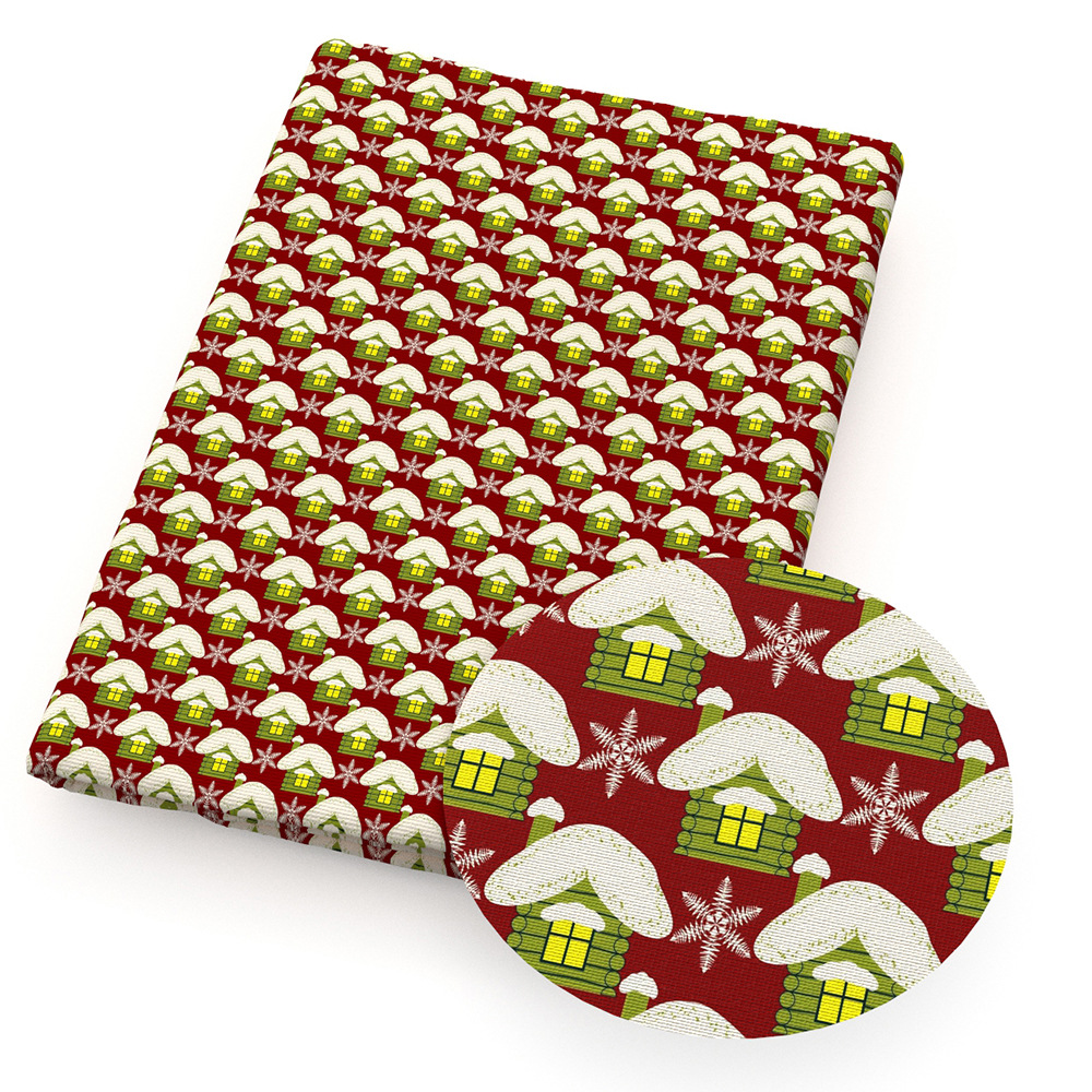 クリスマス雪花模様の薄いポリエステル綿や四面弾ニット生地のプリント生地手作りdiyシャツスカート服装生地