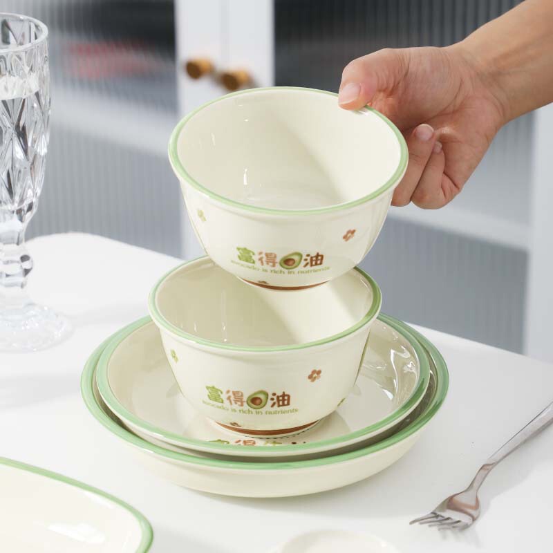 Fu De Niu You means fruit tableware, household bowls and chopsticks set, rice bowl, soup bowl, double-handled bowl, housewarming gift Fu De Niu You means fruit tableware, household bowls and chopsticks set, rice bowl, soup bowl, double-handled bowl, housewarming gift