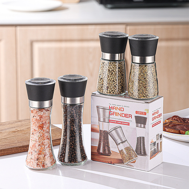 Kitchen Household Seasoning Bottle Manual Stainless Steel Grinder for Home Use, Suitable for Grinding Pepper, Sea Salt, and Spices