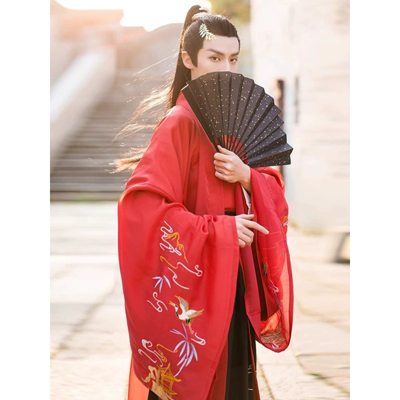 Вэй Цзиньфэн плюс размер древний стиль Hanfu мальчик с воротником талия юбка вышивка старинный стиль повседневный элегантный повседневный костюм
