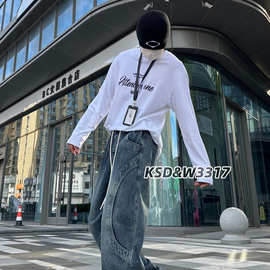 复古牛仔裤男春秋潮牌美式宽松裤子2026新款水洗美式休闲牛仔裤