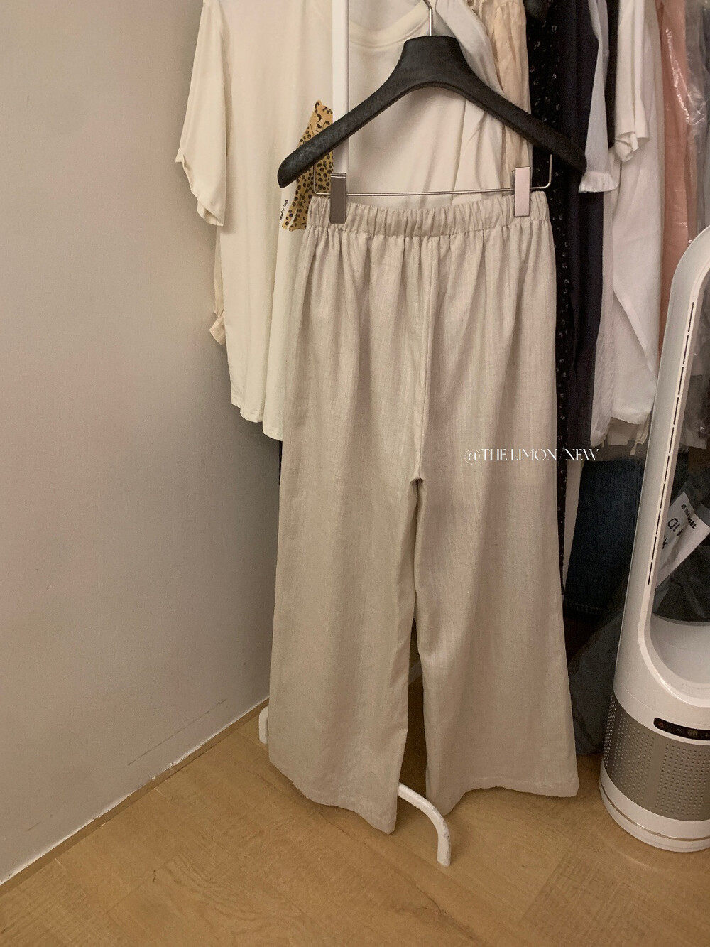 Quần culottes nữ ống rộng cạp cao vải linen phối lyocell mỏng nhẹ mùa hè — màu sắc, màu hồng, màu trắng, màu xám chi tiết 9