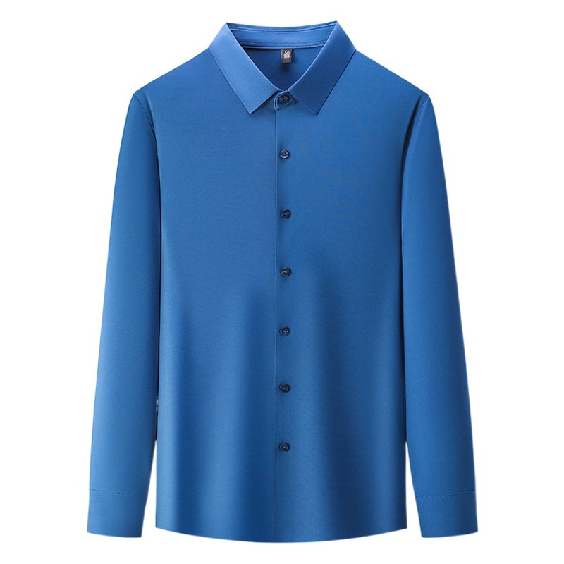 Осенняя популярная мужская рубашка с длинными рукавами, повседневная, против морщин, без утюга, темная планка, однотонная бесшовная рубашка, мужская цельная рубашка, Прямая доставка