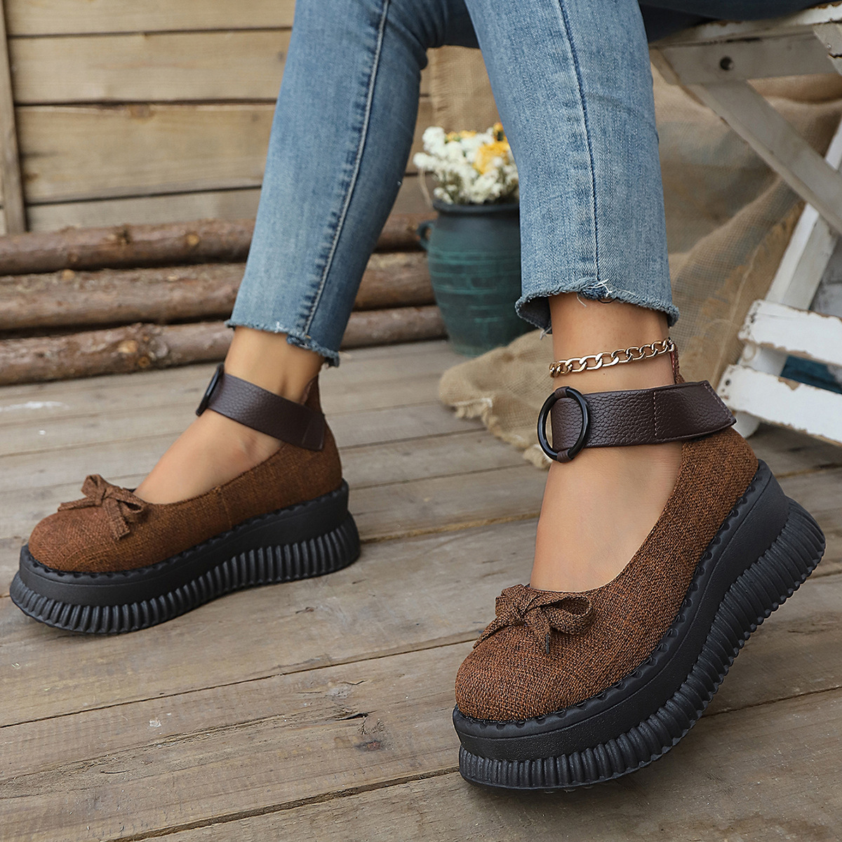 Women's British Style Platform Loafers Round Toe Bow Detail Plus Size Summer New Style Shoes_voghion.com