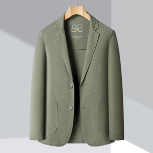 Men's Casual Sun Protection Suit Spring and Summer Light Suit Men's Anti-Wrinkle Fashion Light Luxury Single-Layer Casual Jacket Black