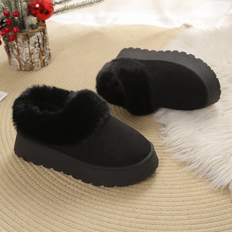 A new winter slip-on snow boots women's shoes plush one cotton shoes plus velvet thickened_voghion.com