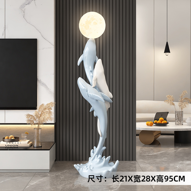 Art de escultura de ballenas de lujo ligero gran lámpara de piso artesanía decoración para el hogar decoración sala de estar TV gabinete junto al sofá
