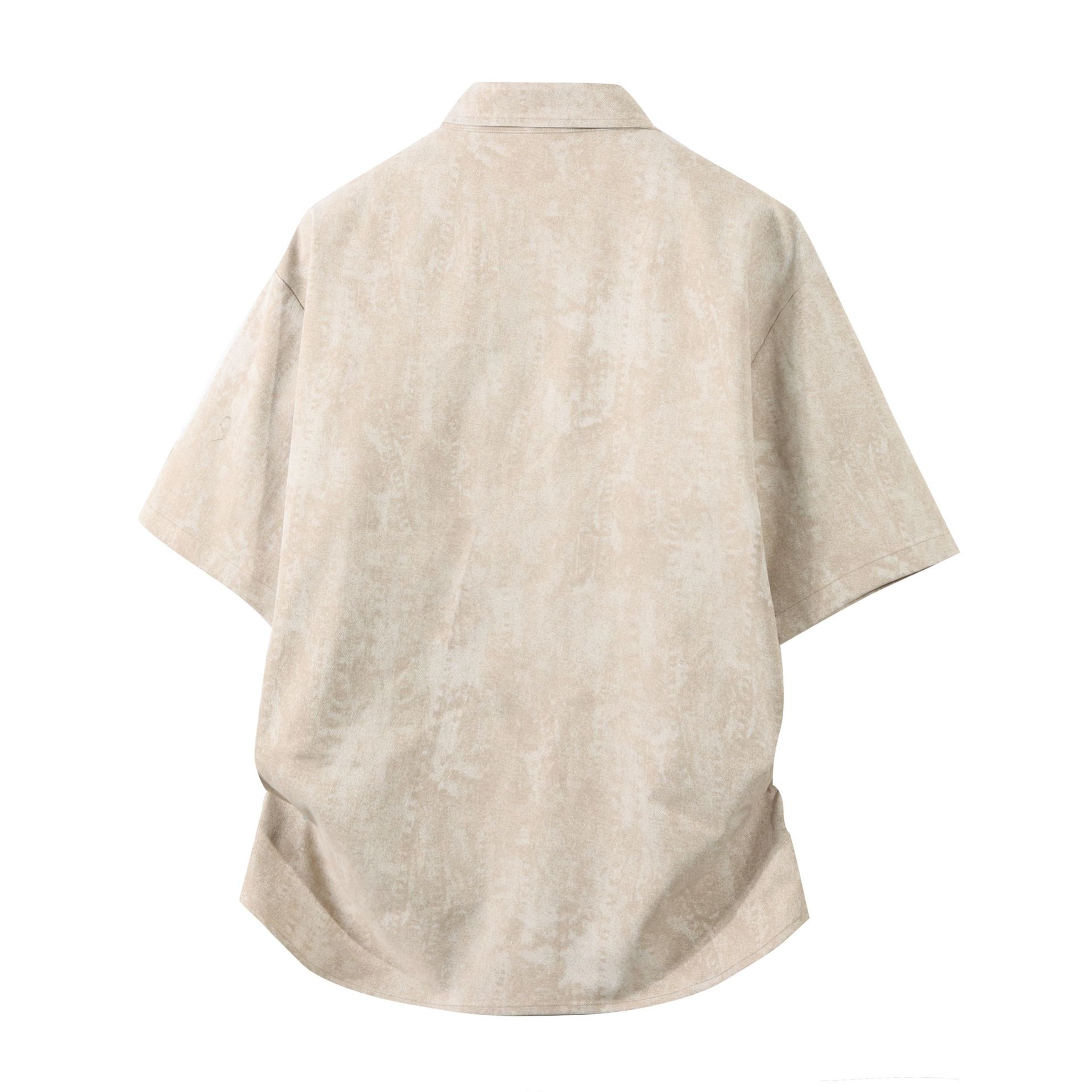 潮牌男士短袖衬衫宽松显瘦大码夏装扎染印花翻领寸衫美式休闲衬衣