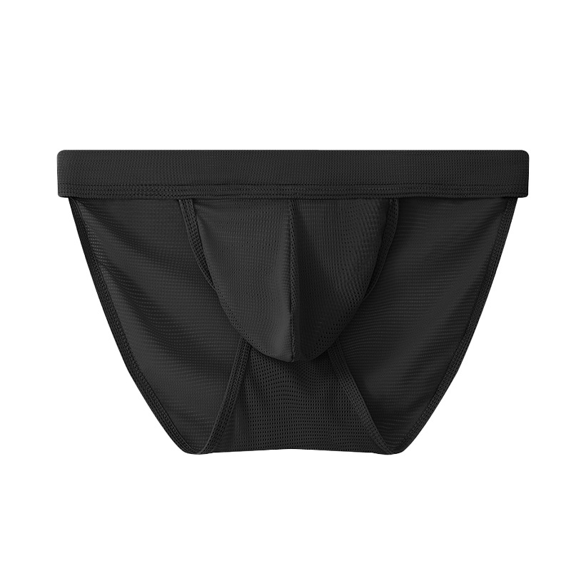 Ropa interior de seda de hielo para hombre, calzoncillos de corte alto, transpirable, de cintura baja, sexy, triangular