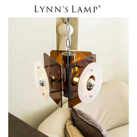 Lynn's立意 包豪斯bahaus餐厅吊灯 咖啡色三头北欧卧室亚克力灯具
