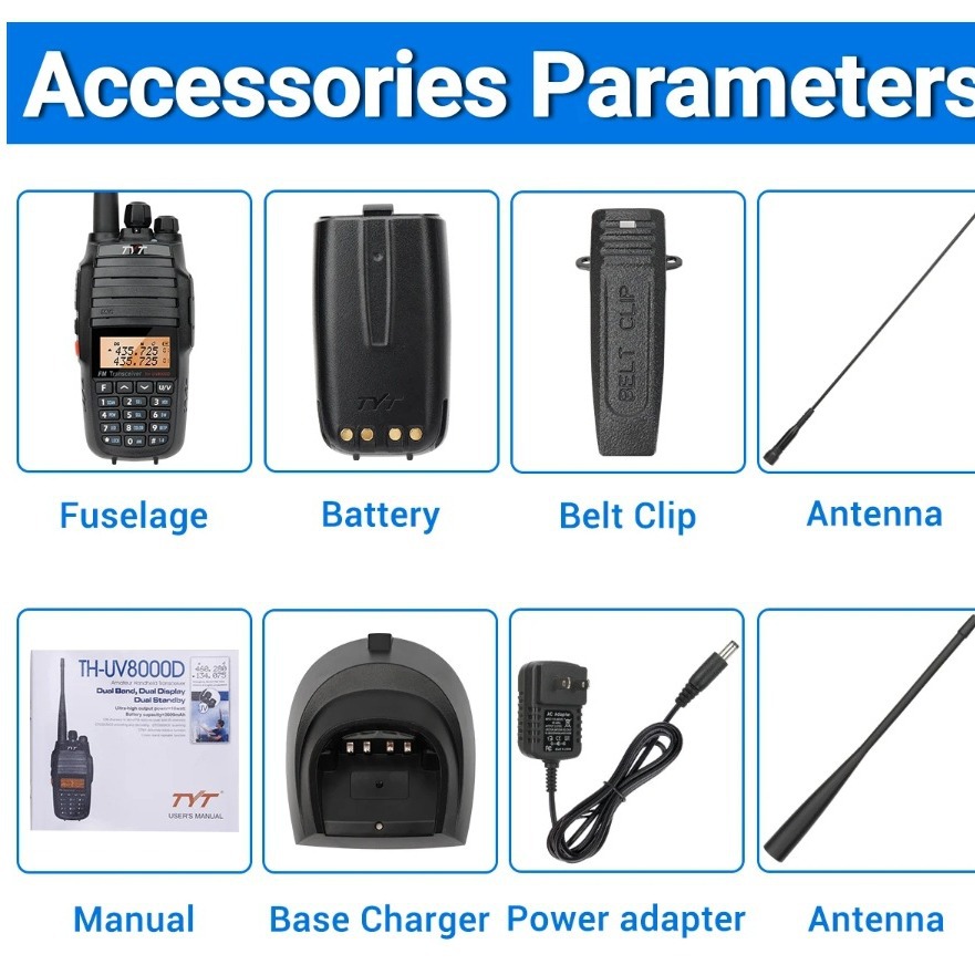 TYT teyitong TH-UV8000D inalámbrico FM walkie-talkie UV de doble segmento 10W de alta potencia al aire libre mesa de mano