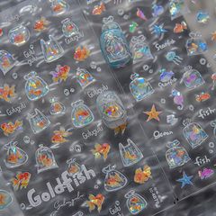 深海の魚、ヒトデ、金魚、ネイルアートステッカー、シェルライトレリーフ立体DIYペンホルダー、ウォーターカップネイルステッカー