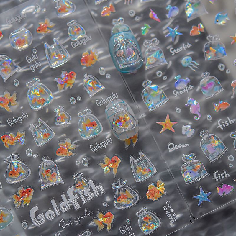 Deep Sea Fish One Bag Starfish Goldfish Nail Art Sticker Shell Light Relief Stereo DIY Pen Holder Water Cup Nail Sticker