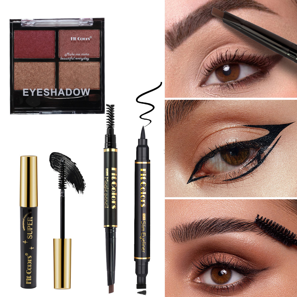 Fit Colors Four-In-One Eye Set Eyeshadow Palette Mascara Eyeliner Eyebrow Pencil Set Cross-Border Amazon
