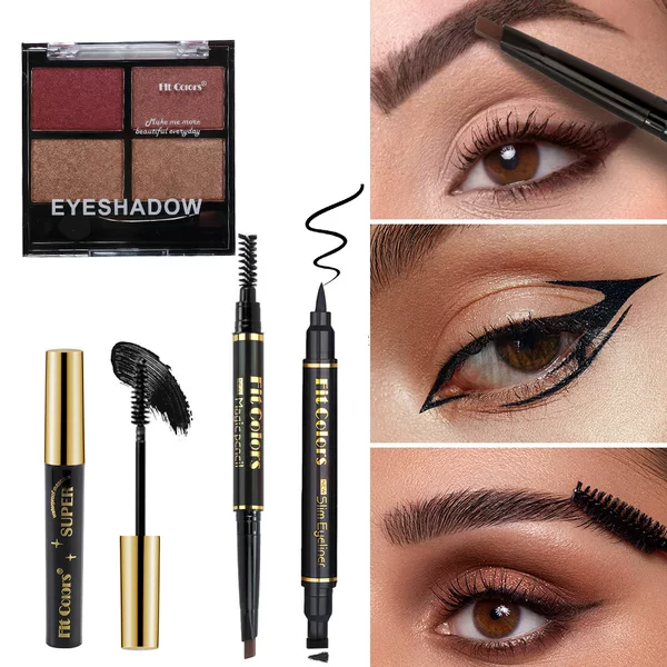 Fit Colors Four-In-One Eye Set Eyeshadow Palette Mascara Eyeliner Eyebrow Pencil Set Cross-Border Amazon