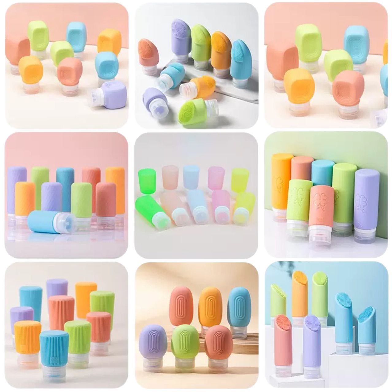 Botellas de viaje de silicona 60/90 ml, antiderrame, set de gran capacidad