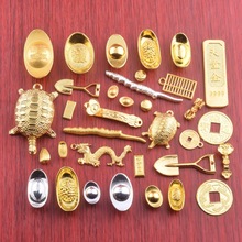 玄学金属工艺品仿金元宝银元宝算盘铜钱装饰葫芦聚宝盆招财小摆件