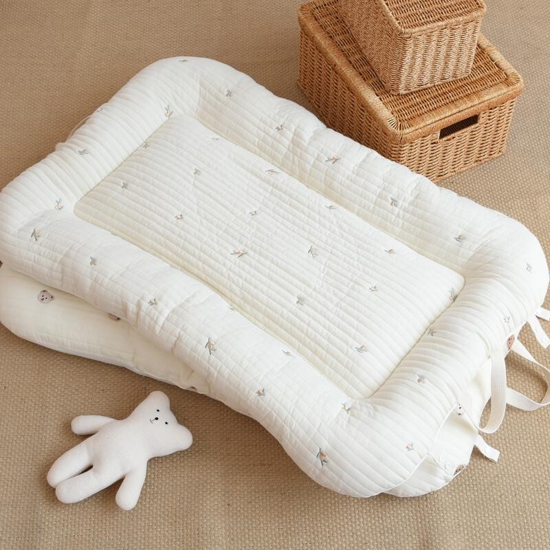 Korean Ins Style Newborn Pure Cotton Quilted Portable Reversible Mattress Mattress 3D Breathable Mesh Mattress Bed-In-Bed