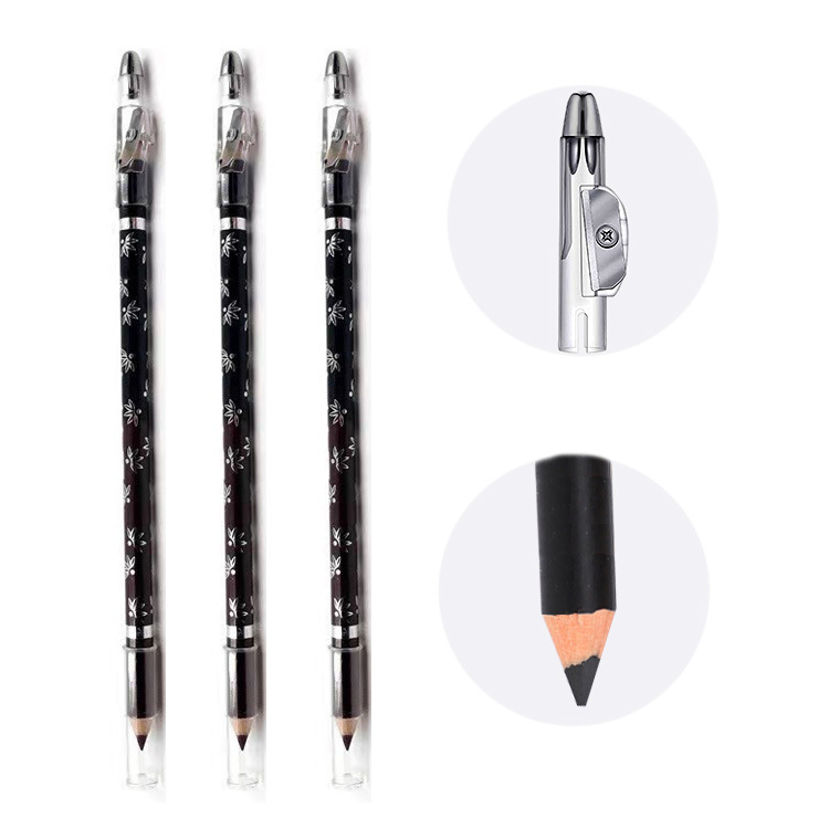 Dos en uno sacapuntas lápiz de cejas lápiz negro una cabeza marrón delineador de ojos corte de pelo barba cepillo barba pluma de llenado