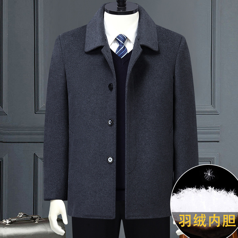 2025 Winter Wool Coat for Men, Short Style, Middle-Aged and Elderly Business down Jacket with Inner Lining, Thickened Woolen Coat 2025 Winter Wool Coat for Men, Short Style, Middle-Aged and Elderly Business down Jacket with Inner Lining, Thickened Woolen Coat