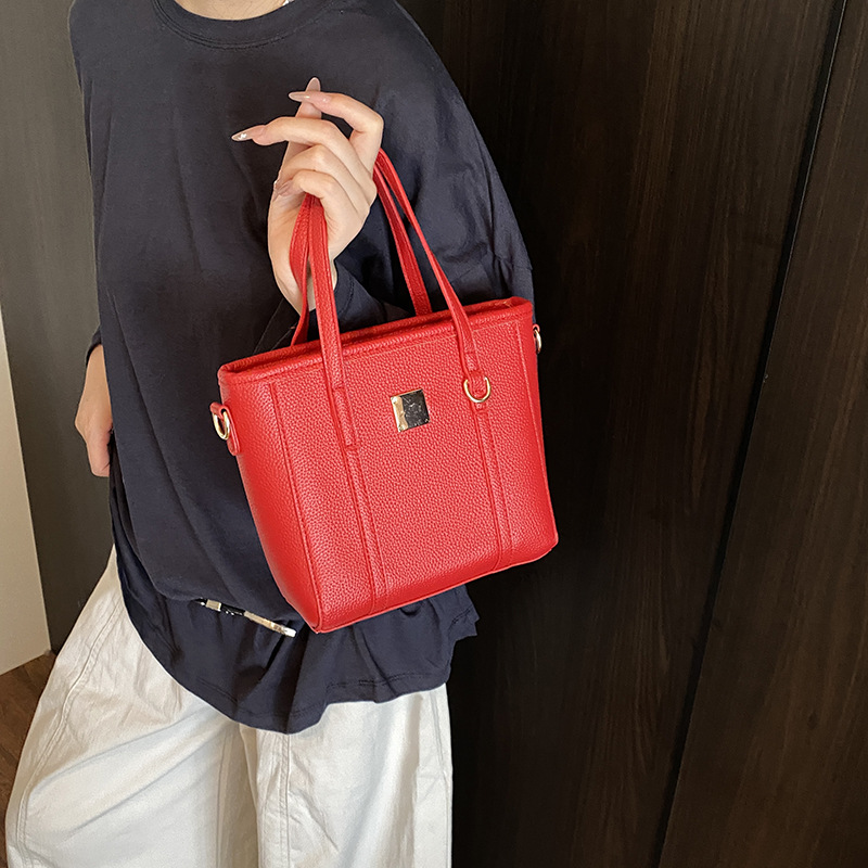 Bolso Tote de moda coreana 2025 verano nuevo estilo bolso de hombro con patrón de lichi bolso de mensajero casual mujer