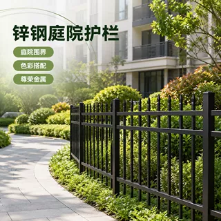 别墅庭院锌钢围栏定制花园小院隔离锌钢栅栏热镀锌喷塑防锈护栏