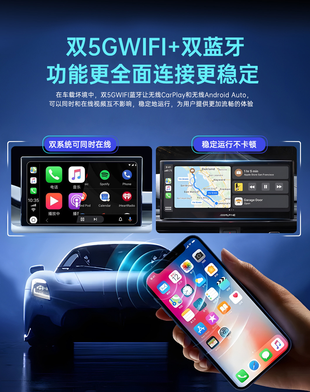 carplay to hdmi video adapter dual WIFI wired to wireless carplay car interconnection screen
