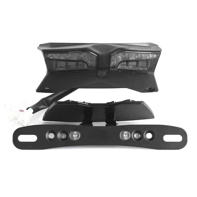 Suitable for Suzuki Gsx-8S/8R 2023-2025 Integrated Led Taillight Short Tail Modified License Plate Holder (Nömrə qabı) - black-suzuki-gsx-8s-2023-led-turn-signal-license-plate-holder