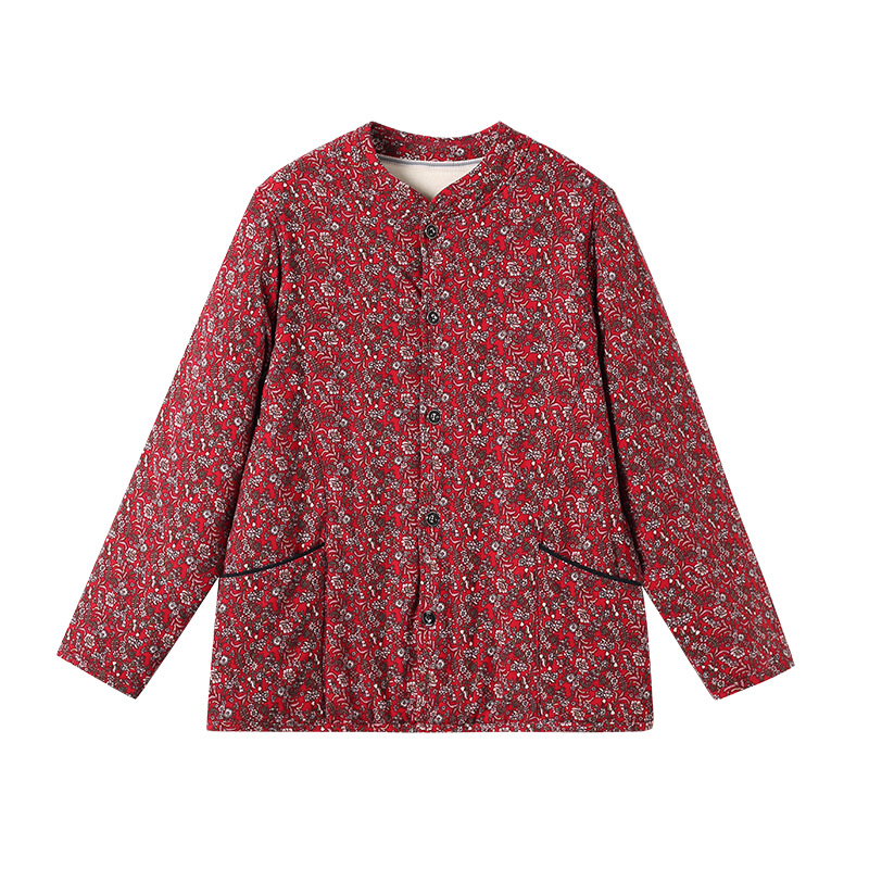 노인용 두꺼운 벨벳 보온 속옷, 중노인 가디건, 가을 코트, 누빔 보온 상의