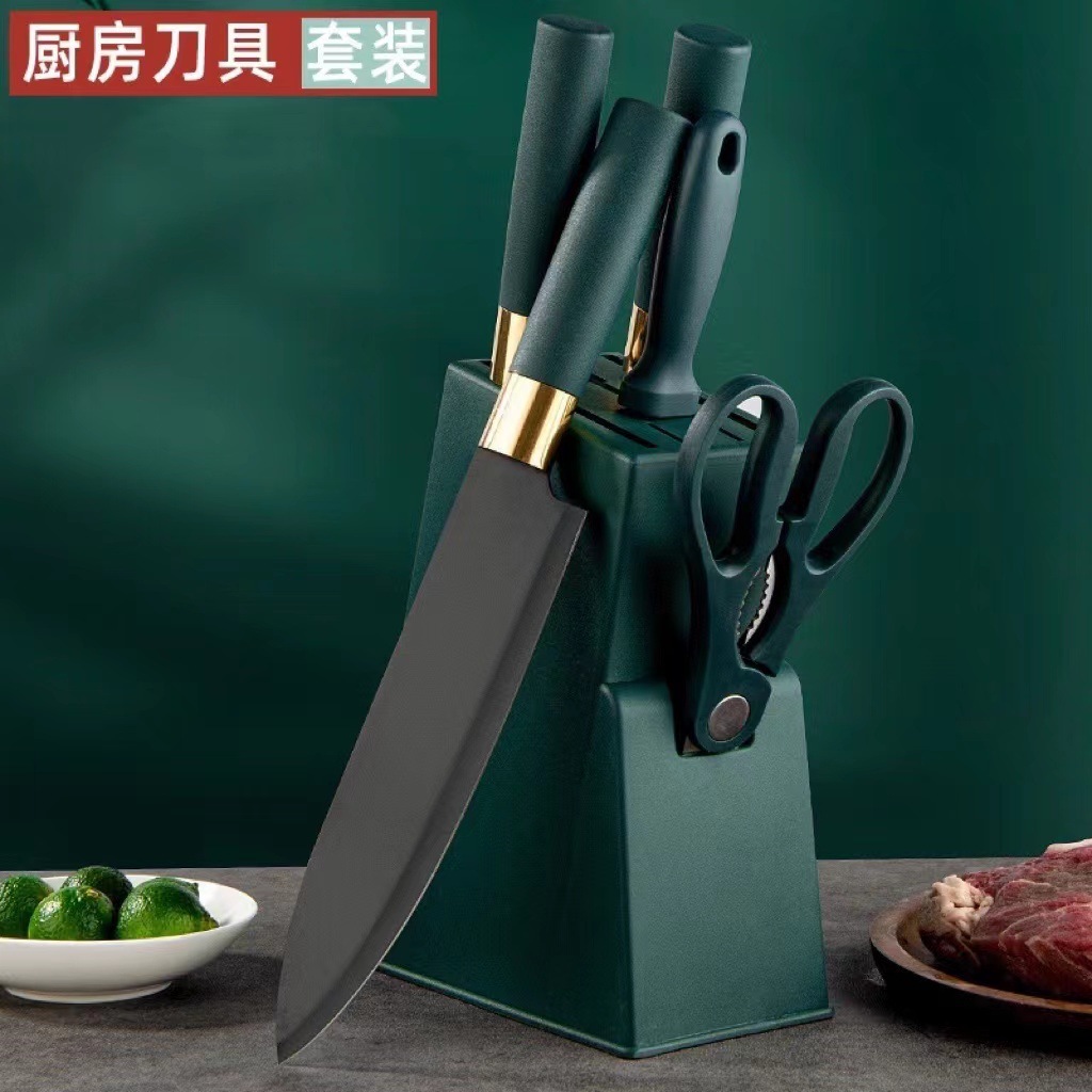 不锈钢家用厨房刀具厨师专用切片砍骨全套礼品套刀六件礼品刀套装