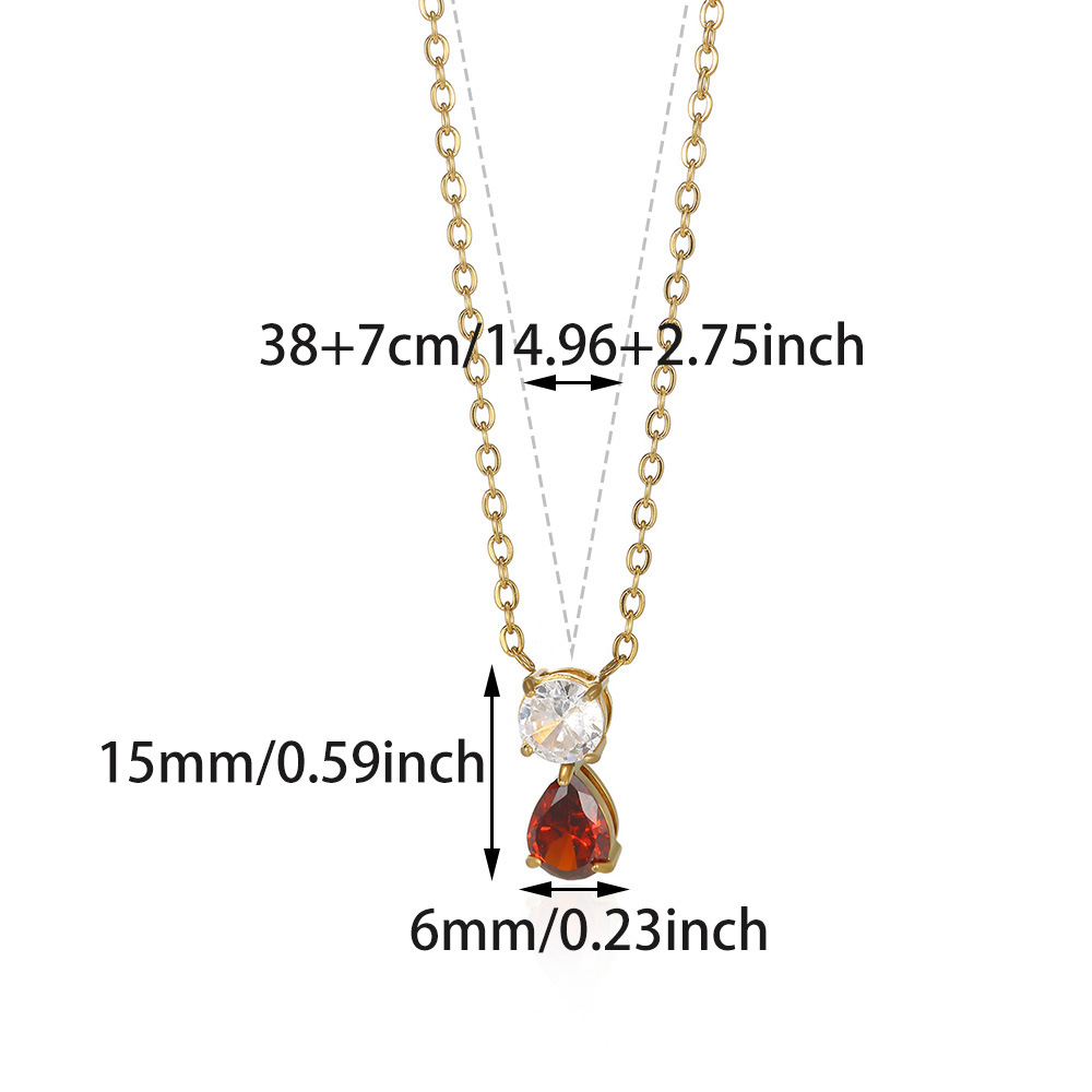 5g Weight 0.03µm-0.05µm Gold Plating Thickness PVD Coated Gold Plating Process Lobster Trigger Clasp Closure Clasp Closure Type Real Gold Plated Plating Material 304 Stainless Steel Pendant Material Birthstone Inlay Material Pendant Necklace Classification 304 Stainless Steel Chain Material cable chain Chain Type 1 Piece Quantity Holiday, Daily Occasion 304 Stainless Steel Material Water Droplets Pattern Women's Gender Vacation, Classic Style Style Waterproof Non Tarnish, Inlay Craft PVD Coated Real Gold Plated Water Droplets 304 Stainless Steel Vacation Classic Style Waterproof Non Tarnish 304 Stainless Steel Lobster Trigger Clasp Closure Pendant Necklace 8