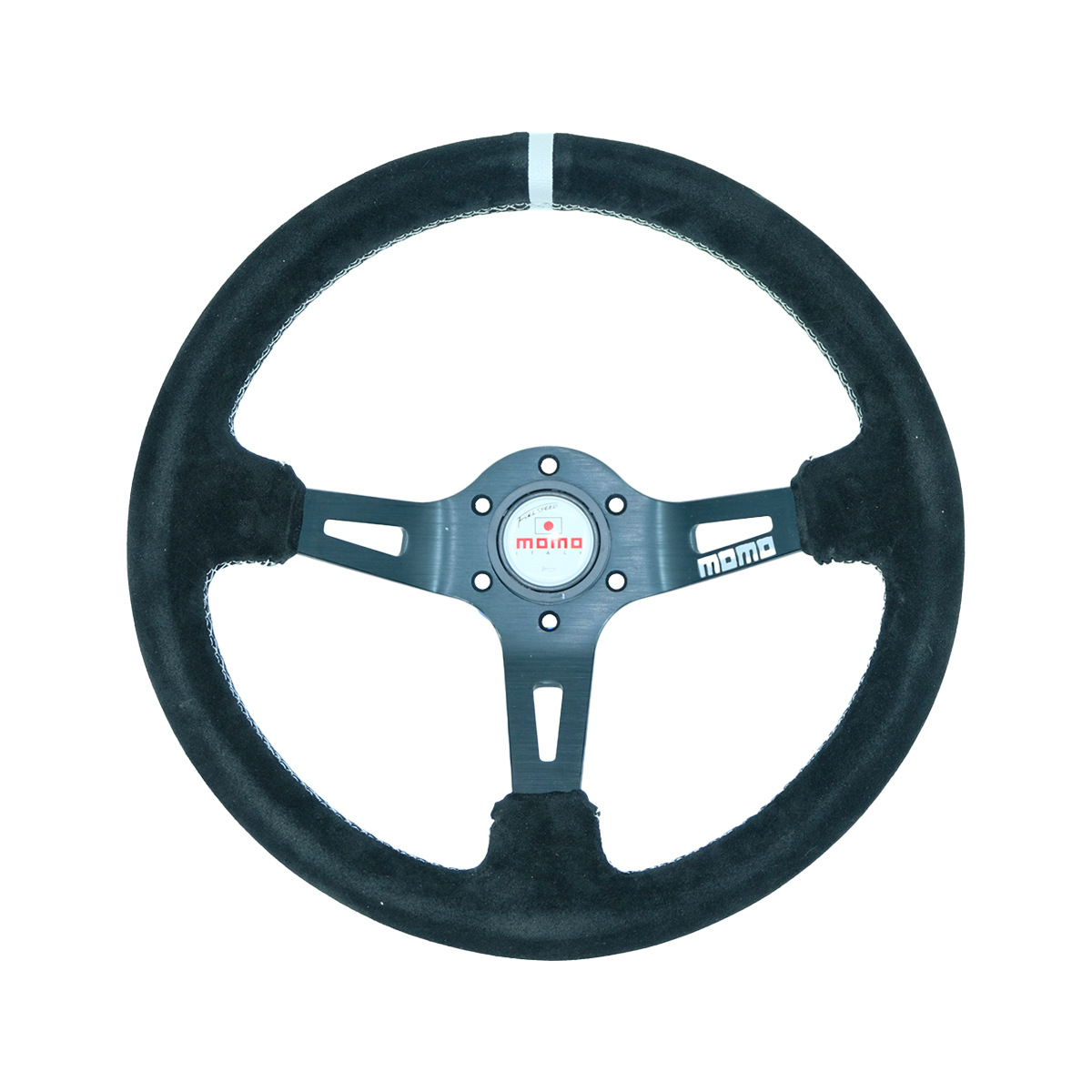 Wheel Universal Deep — Universal Steering wheel - suede-silver-ring-silver-stitching
