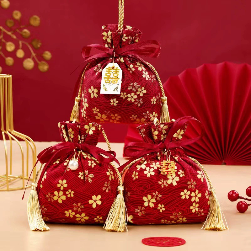 Свадебные конфеты упаковка мешок Китайская свадьба конфеты мешок Китайская Республика ветер бархат мешок свадьба конфеты коробка круглый рот