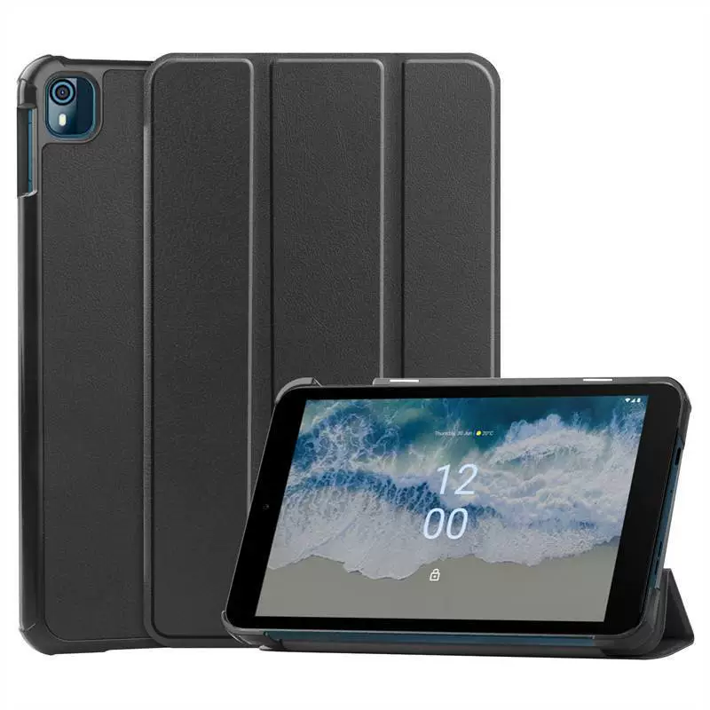 Подходит для protective кейса Nokia Nokia T10 однотонный кожаный чехол тройного сворачивания плоский защитный чехол жесткий корпус