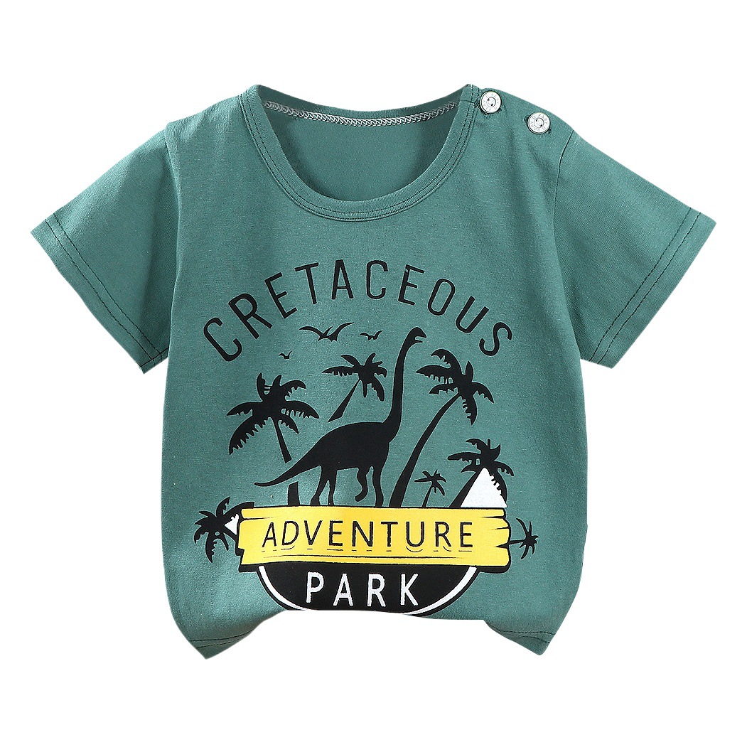 Camiseta de manga corta de algodón puro para niños, verano 2025, nueva camiseta para bebés, niños y niñas con dibujos animados, estilo coreano, top individual, ropa infantil.