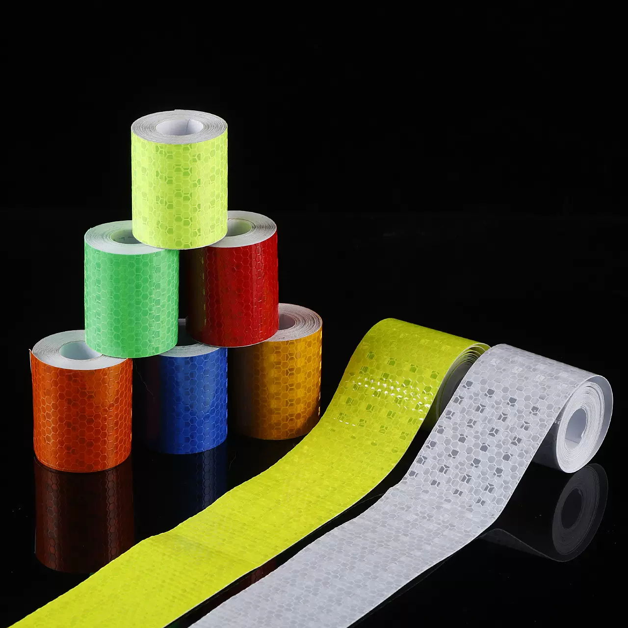 跨境晶彩格反光贴汽车反光膜卷摩托车反光胶带交通安全警示贴夜光