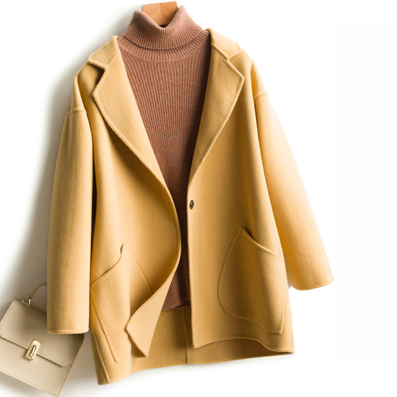 2024 New Double-sided Fleece Wool Coat Women's Mid-length Korean Style Small Woolen Coat Short Woolen Coat